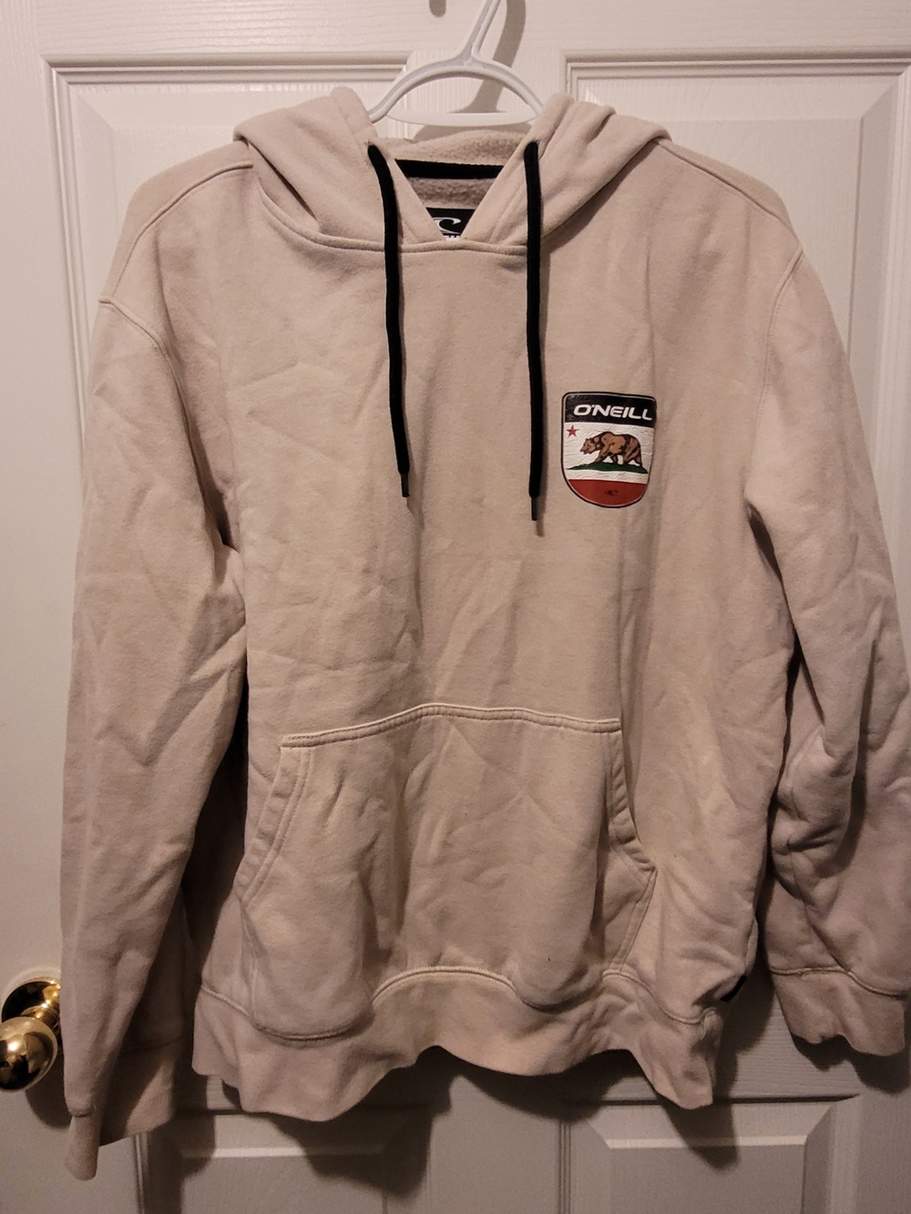 O'Neill Cream Pullover Hoodie with Black Drawstrings